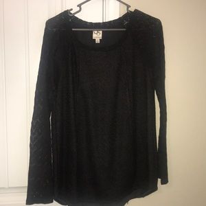 Anthropologie lace sleeve top- DARK GRAY